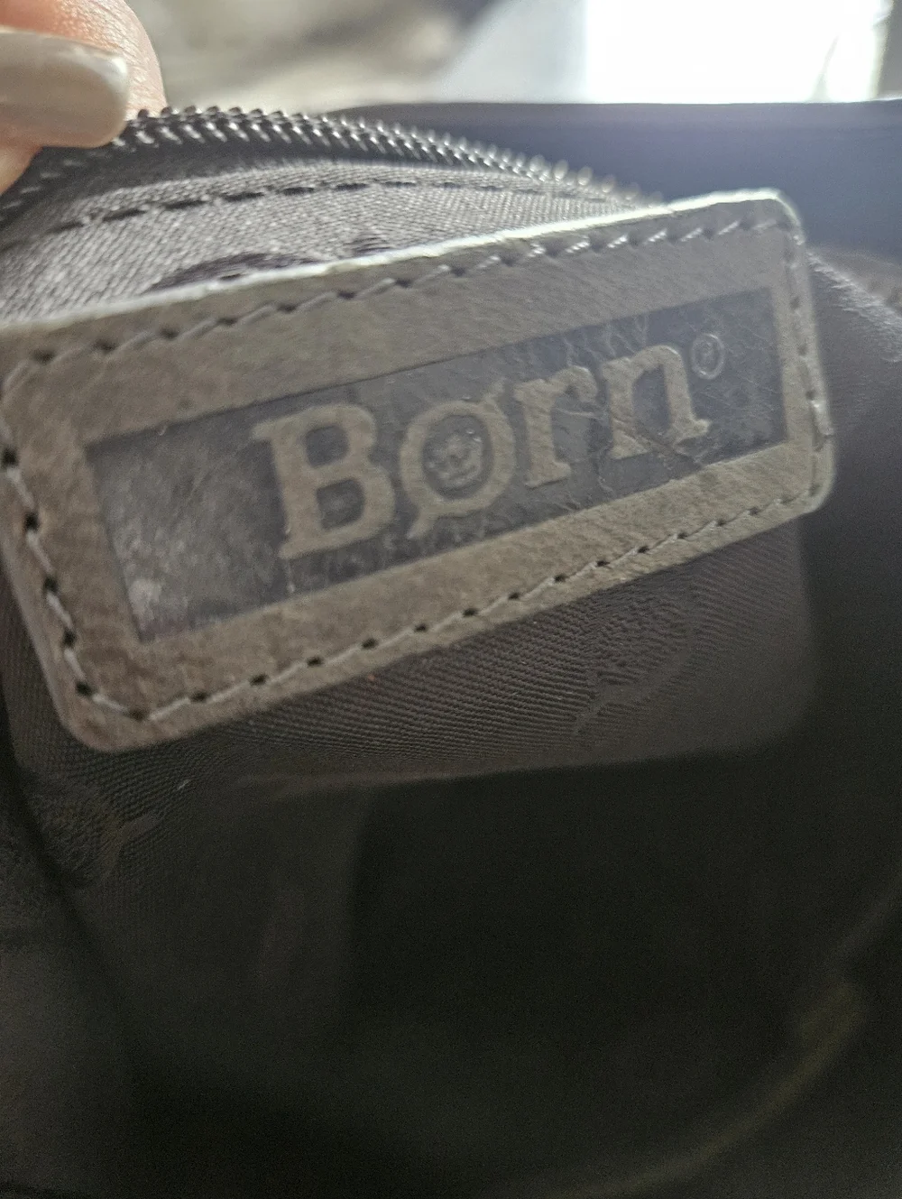 Børn Distressed Leather Crossbody Bag Grey Slate Large Hobo Shoulder Bag
